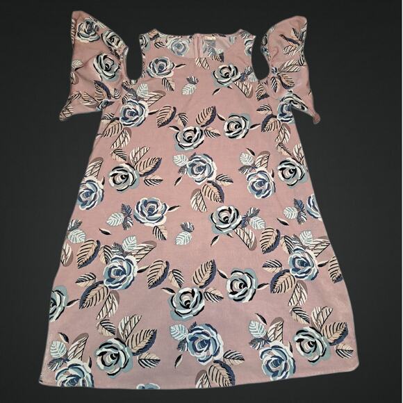 Pink Owl Dusty Pink Floral Cold Shoulders Shirt or Dress Size Large - Picture 1 of 5